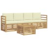 Ensemble de canapés d'extérieur 5 pcs Blanc et crème Polyester 615327615327
