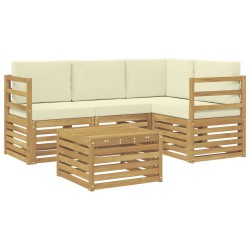 Ensemble de canapés d'extérieur 5 pcs Blanc et crème Polyester 615332615332