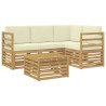 Ensemble de canapés d'extérieur 5 pcs Blanc et crème Polyester 615332615332