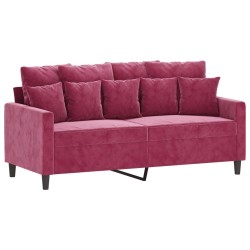 Ensemble de canapés 2 pcs avec coussins Rouge bordeaux Velours 615335615335