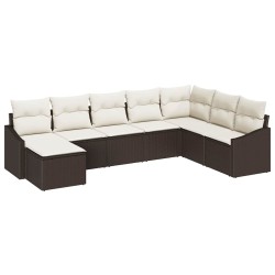 Ensemble de Canapés avec coussin 8 pcs Marron polyrotin 615345615345
