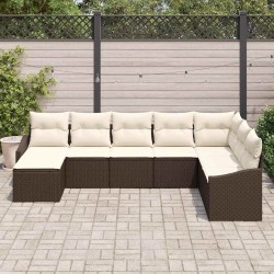 Ensemble de Canapés avec coussin 8 pcs Marron polyrotin 615345615345