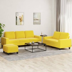 Ensemble de canapés 3 pcs jaune clair tissu 615347615347