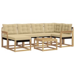 Ensemble de canapés d'extérieur 7 pcs Blanc et Beige 615368615368