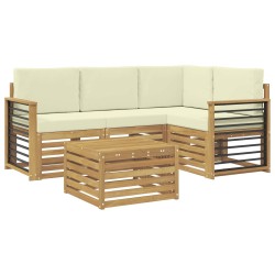 Ensemble de canapés d'extérieur 5 pcs Blanc et crème Polyester 615386615386