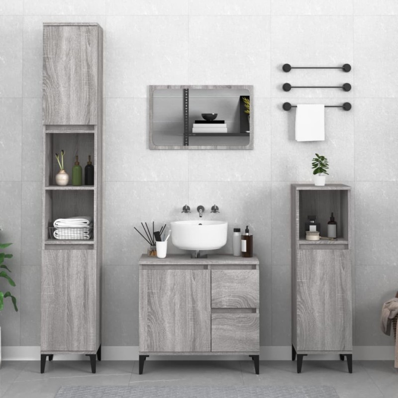 Armoire salle de bain sonoma gris 30x30x100 cm 615461615461