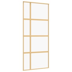 Porte coulissante doré 90x205 cm verre ESG clair et aluminium 615464615464