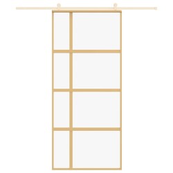 Porte coulissante doré 90x205 cm verre ESG clair et aluminium 615464615464