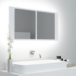 Armoire salle de bain à miroir LED Blanc 90x12x45 cm Acrylique 615467615467
