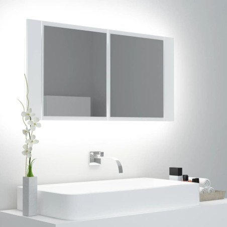 Armoire salle de bain à miroir LED Blanc 90x12x45 cm Acrylique 615467615467