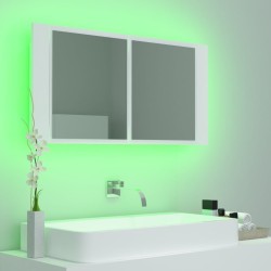 Armoire salle de bain à miroir LED Blanc 90x12x45 cm Acrylique 615467615467