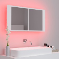 Armoire salle de bain à miroir LED Blanc 90x12x45 cm Acrylique 615467615467