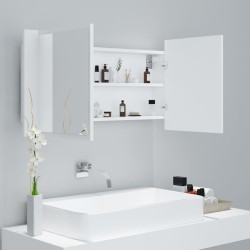 Armoire salle de bain à miroir LED Blanc 90x12x45 cm Acrylique 615467615467