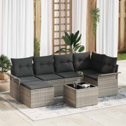 Ensemble de canapé de jardin 7 pcs Gris clair Poly rotin 615476615476