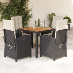 Ensemble à manger de jardin coussins 5pcs Noir Résine tressée 615477615477