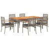 Ensemble à manger de jardin et coussins 7 pcs gris rotin 615478615478