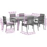 Ensemble à manger de jardin et coussins 7 pcs gris rotin 615478615478
