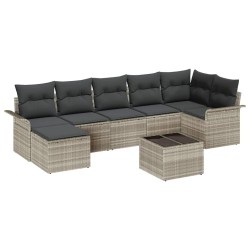 Ensemble de canapé de jardin 8 pcs Gris clair Poly rotin 615479615479