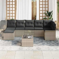Ensemble de canapé de jardin 8 pcs Gris clair Poly rotin 615479615479