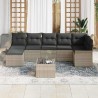 Ensemble de canapé de jardin 8 pcs Gris clair Poly rotin 615479615479