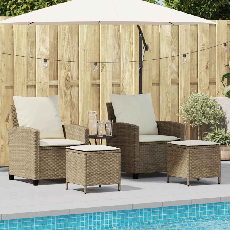 Ensemble de canapé de jardin 4 pcs avec coussins beige résine tressée 615481615481
