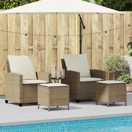 Ensemble de canapé de jardin 4 pcs avec coussins beige résine tressée 615481615481