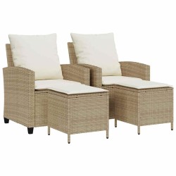 Ensemble de canapé de jardin 4 pcs avec coussins beige résine tressée 615481615481