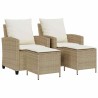 Ensemble de canapé de jardin 4 pcs avec coussins beige résine tressée 615481615481
