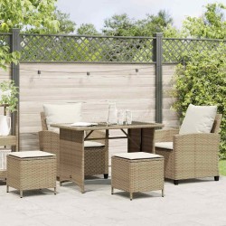 Ensemble de canapé de jardin 4 pcs avec coussins beige résine tressée 615481615481