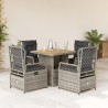 Ensemble à manger de jardin 5 pcs coussins gris résine tressée 615482615482