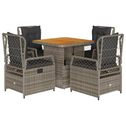 Ensemble à manger de jardin 5 pcs coussins gris résine tressée 615482615482