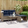 Ensemble de canapé de jardin 3 pcs avec coussins gris résine tressée 615483615483