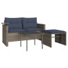 Ensemble de canapé de jardin 3 pcs avec coussins gris résine tressée 615483615483