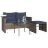 Ensemble de canapé de jardin 3 pcs avec coussins gris résine tressée 615483615483