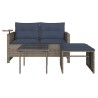 Ensemble de canapé de jardin 3 pcs avec coussins gris résine tressée 615483615483