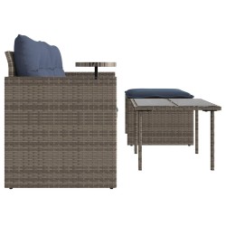 Ensemble de canapé de jardin 3 pcs avec coussins gris résine tressée 615483615483