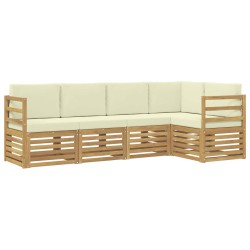 Ensemble de canapé d'angle avec coussin 5 pcs Blanc et crème 615484615484