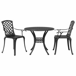 Ensemble de bistro 3 pcs noir aluminium coulé 615486615486