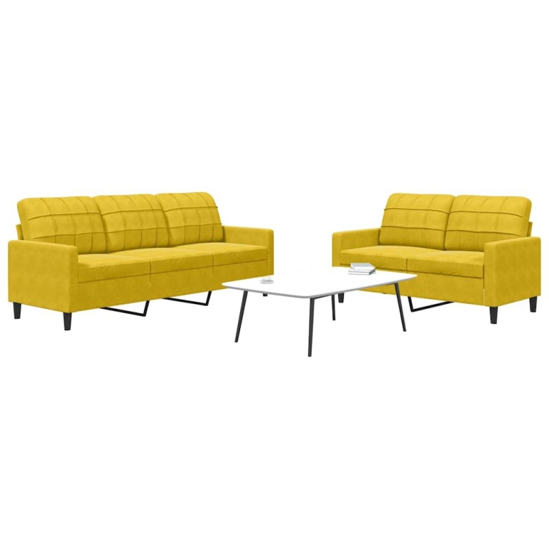 Ensemble de canapés 2 pcs avec coussins Jaune Velours 615492615492
