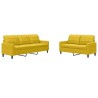Ensemble de canapés 2 pcs avec coussins Jaune Velours 615492615492