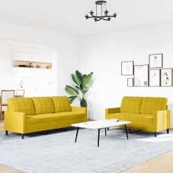 Ensemble de canapés 2 pcs avec coussins Jaune Velours 615492615492