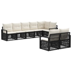 Ensemble de canapé de jardin 8 pcs Noir polyrotin 615493615493