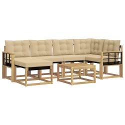 Ensemble de canapés d'extérieur 7 pcs Blanc et Beige 615494615494