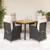 Ensemble à manger de jardin coussins 5pcs Noir Résine tressée 615496615496