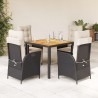 Ensemble à manger de jardin coussins 5pcs Noir Résine tressée 615498615498