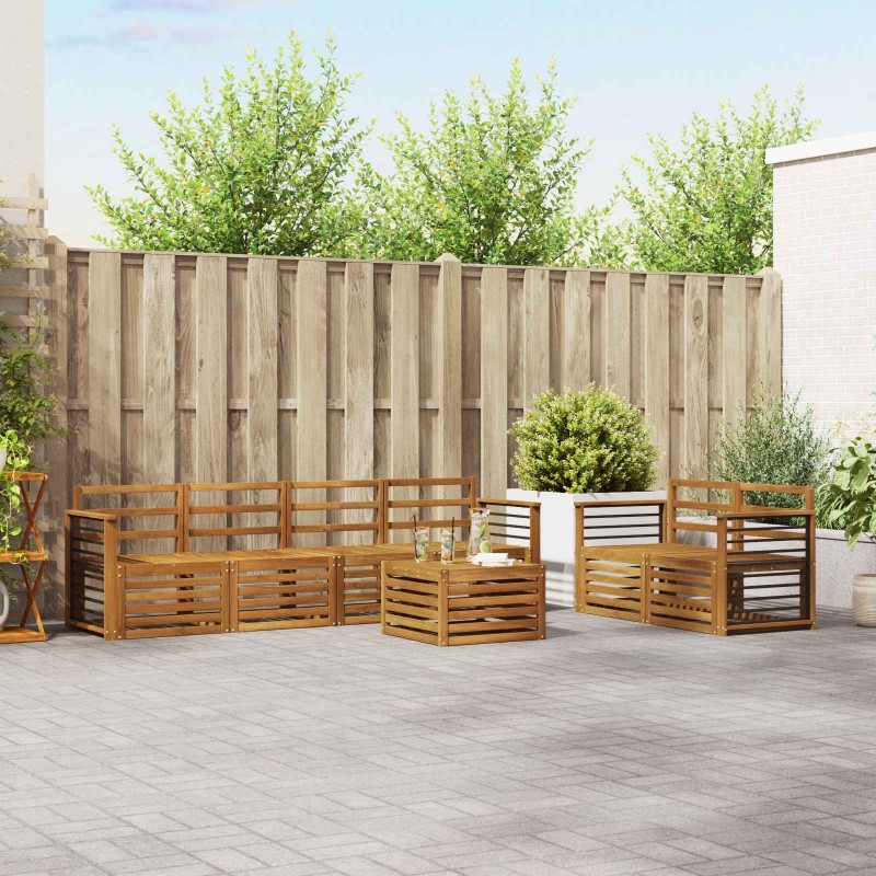 Ensembles de canapés 7 pcs Naturel Bois d'Acacia Massif 615499615499