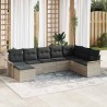 Ensemble de canapé de jardin 8 pcs Gris clair polyrotin 615501615501