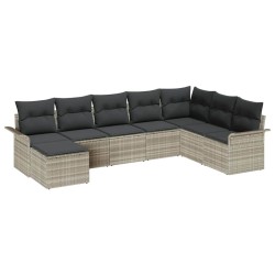 Ensemble de canapé de jardin 8 pcs Gris clair polyrotin 615501615501