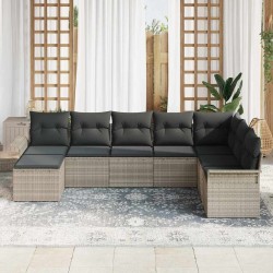 Ensemble de canapé de jardin 8 pcs Gris clair polyrotin 615501615501