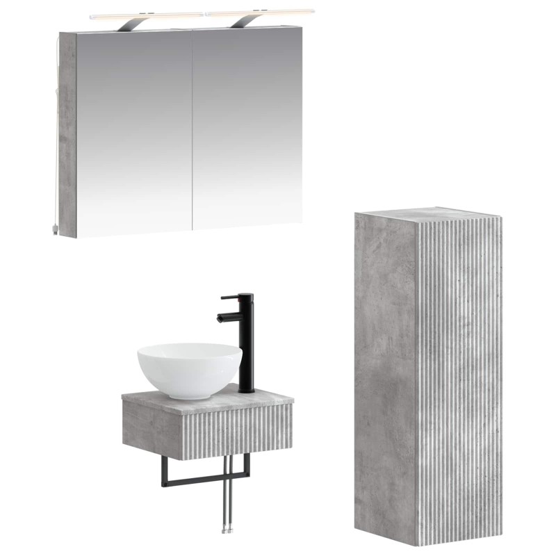 Ensemble d'armoire de salle de bain 4 pcs Gris béton 615505615505